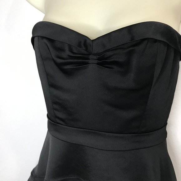 BCBGMaxAzria Aurelia Black Dress Size 02 Strapless Sweetheart Satin Mini - Picture 5 of 10